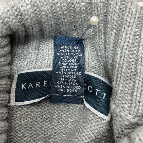 XL KAREN SCOTT CABLE SWEATER GRAY NWT - Picture 6 of 10